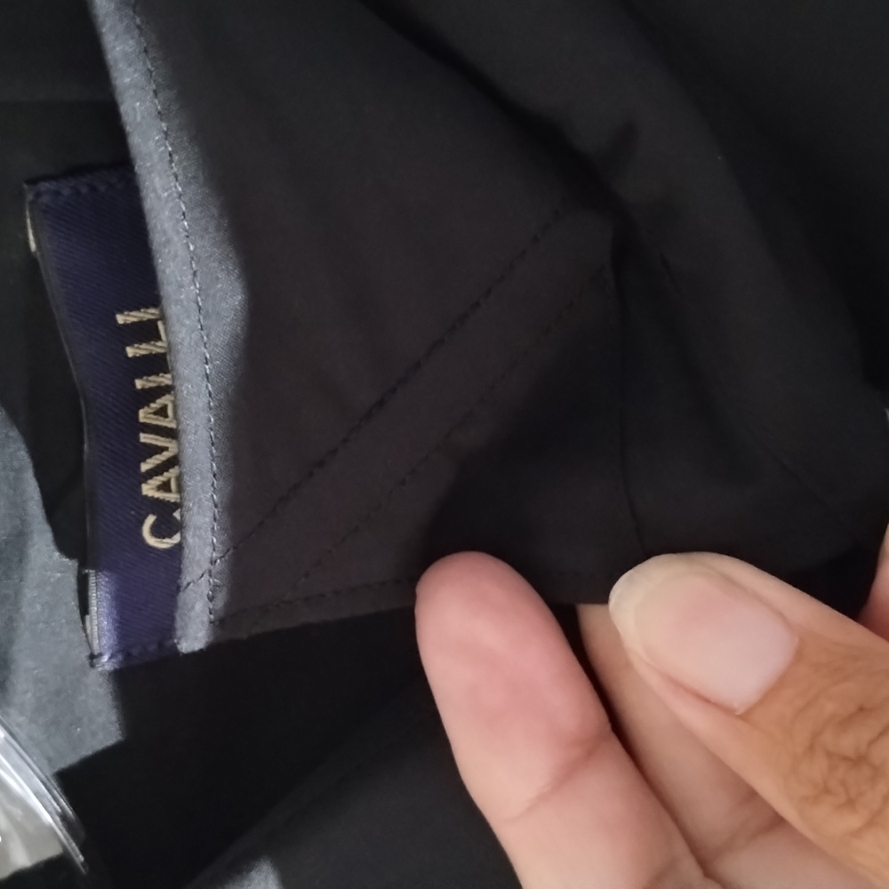 Cavalli Class Dress Shirt 17.5 Black nwt - Picture 7 of 11
